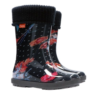 Dětské zateplené holínky DEMAR HAWAI LUX PRINT 0048 AM květy